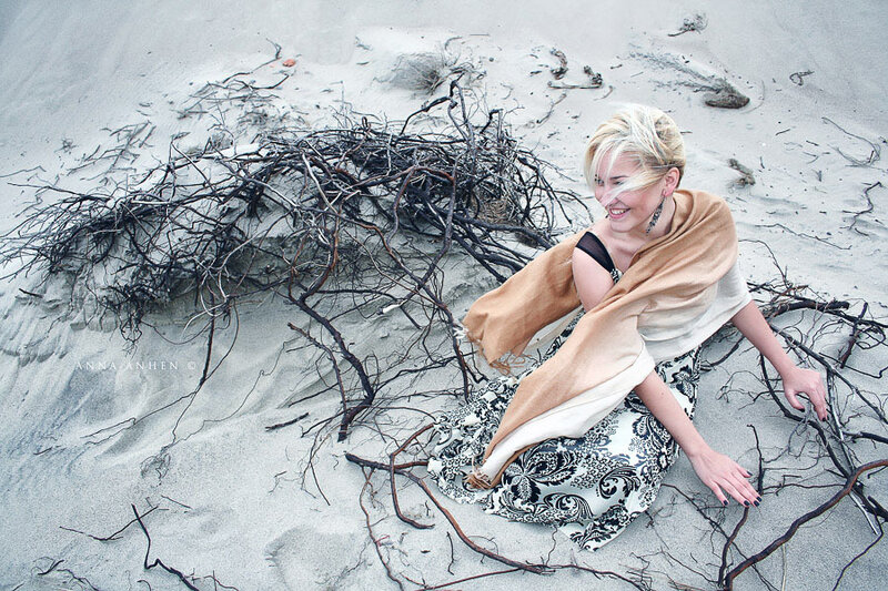 Woman on Sandy Beach — Beige