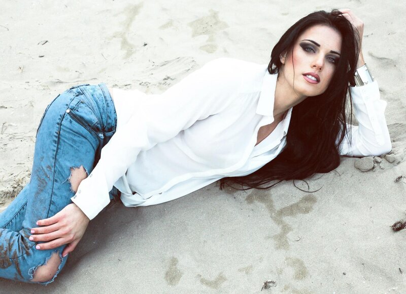 Woman on Sandy Beach — White, Relaxed, Afternoon