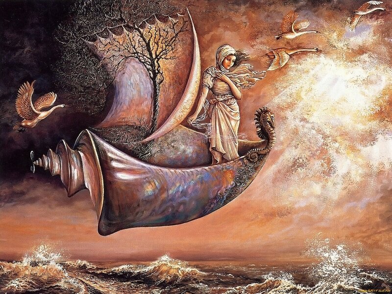 Woman on Seashell Boat