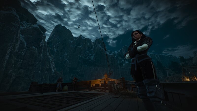 Woman on Ship Deck — Blue, Dramatic