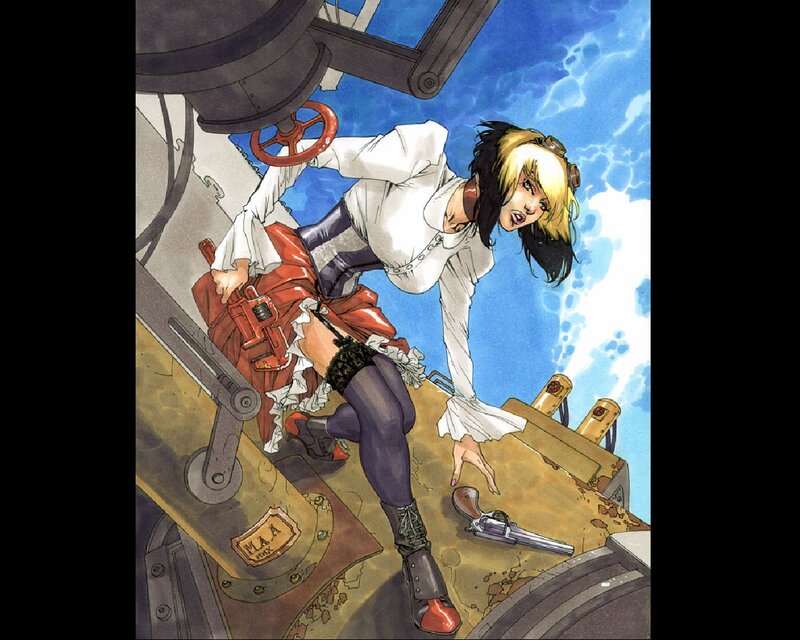 Woman on Ship Deck — Blue