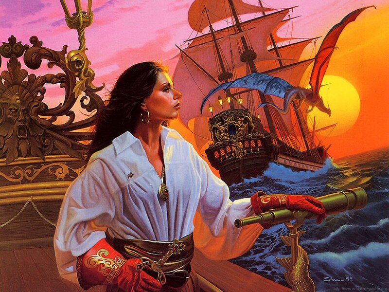Woman on Ship Deck — Orange