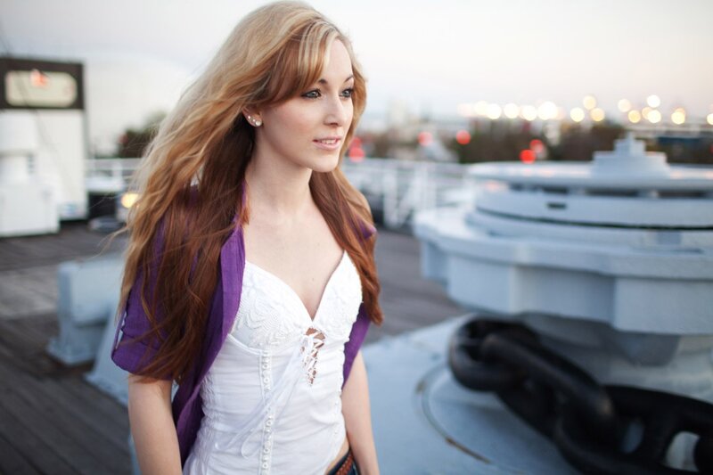 Woman on Ship Deck — White, Calm