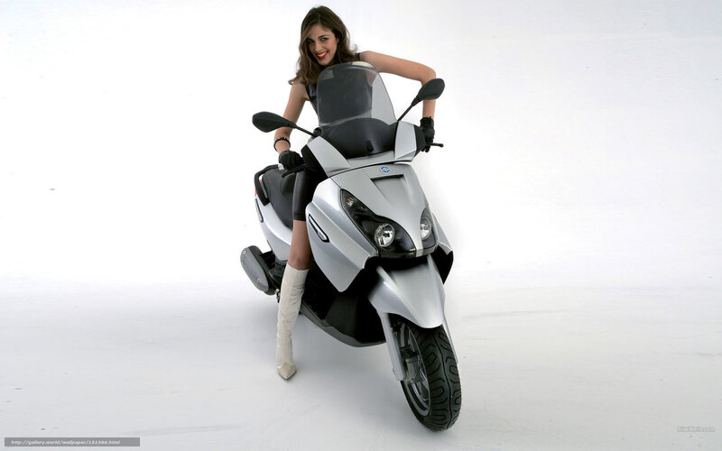 Woman on Silver Scooter — White