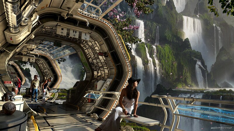 Woman on Spaceship Deck