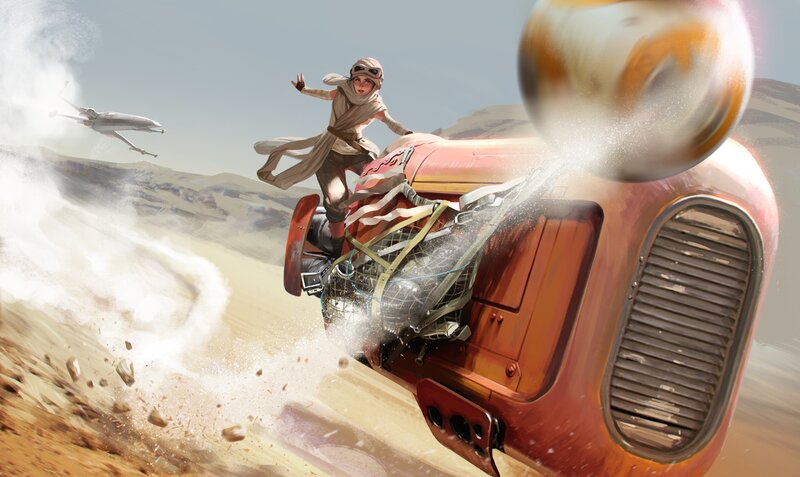 Woman on Speeder Bike — Orange, Action-packed