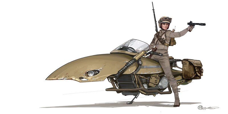 Woman on Speeder Bike — Tan