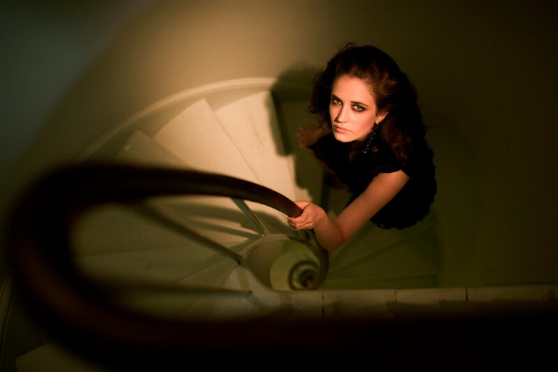 woman on spiral staircase