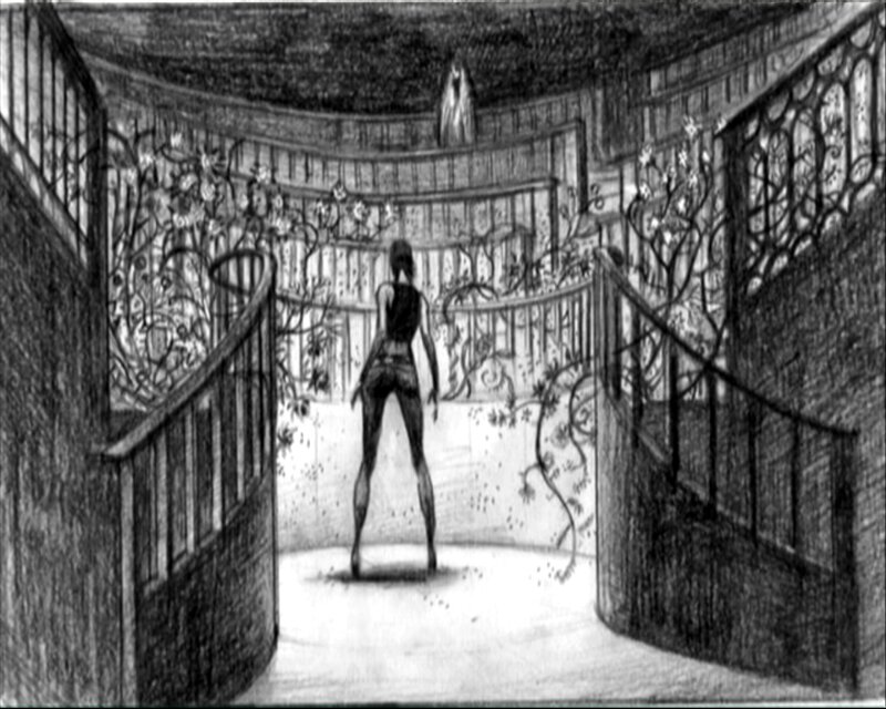 Woman on Spiral Staircase — Black, Dramatic