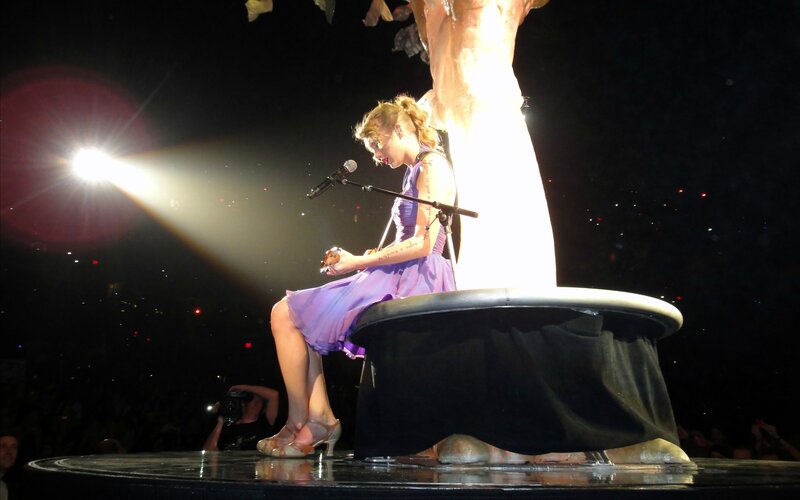 Woman on Stage with Guitar — Purple