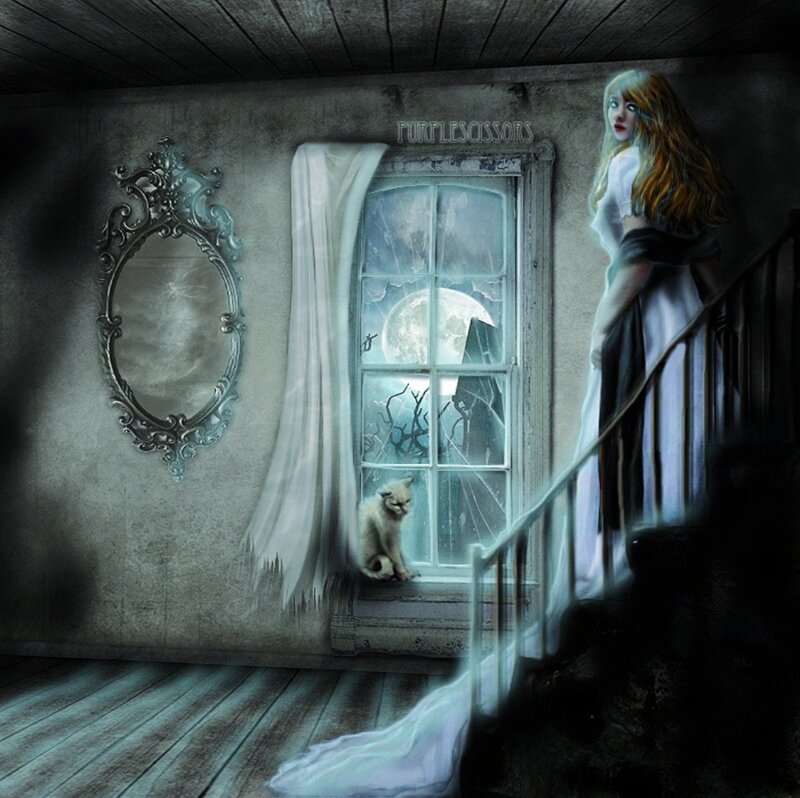 Woman on Staircase — Gray