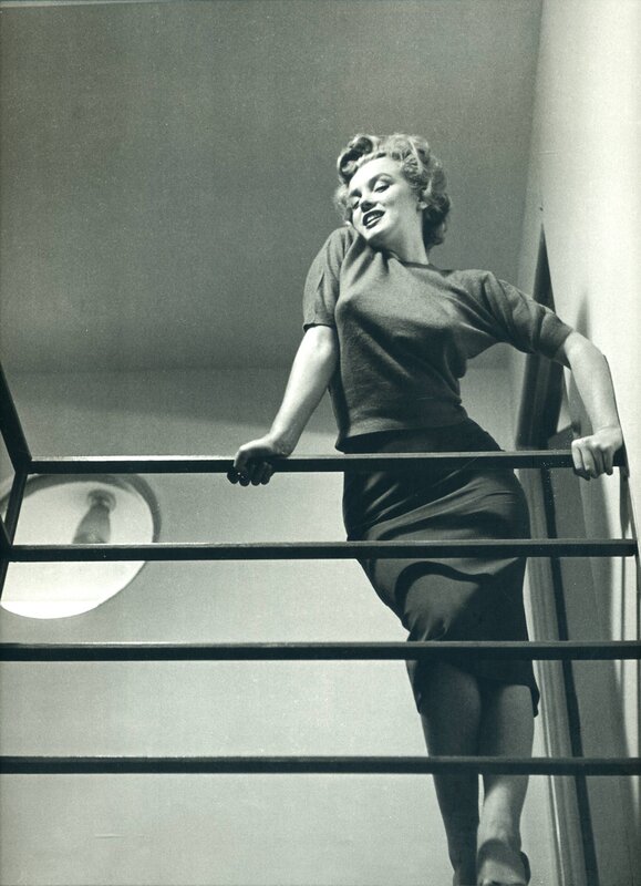 Woman on staircase in vintage photo