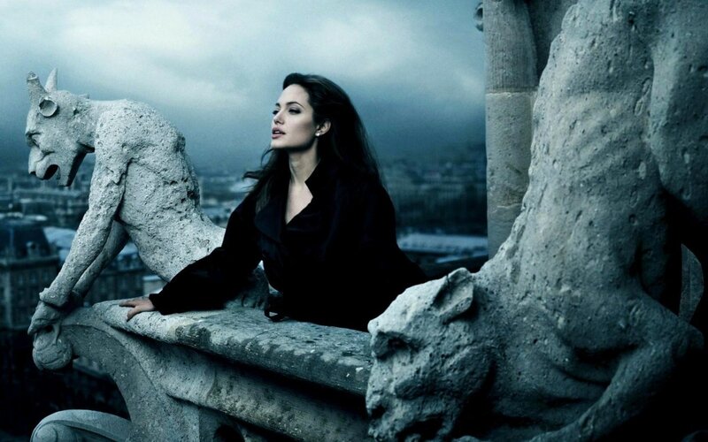 Woman on Stone Balcony — Gray