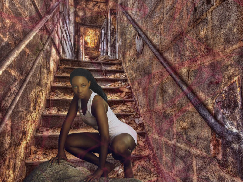 Woman on Stone Stairs — Brown