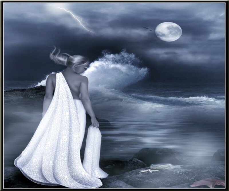 woman on stormy beach
