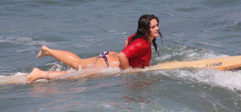 Woman on Surfboard — Blue, Active, Afternoon