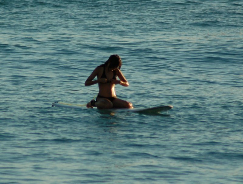 Woman on Surfboard — Blue, Calm