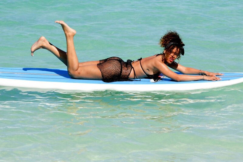Woman on Surfboard — Blue, Relaxed, Afternoon, Photograph