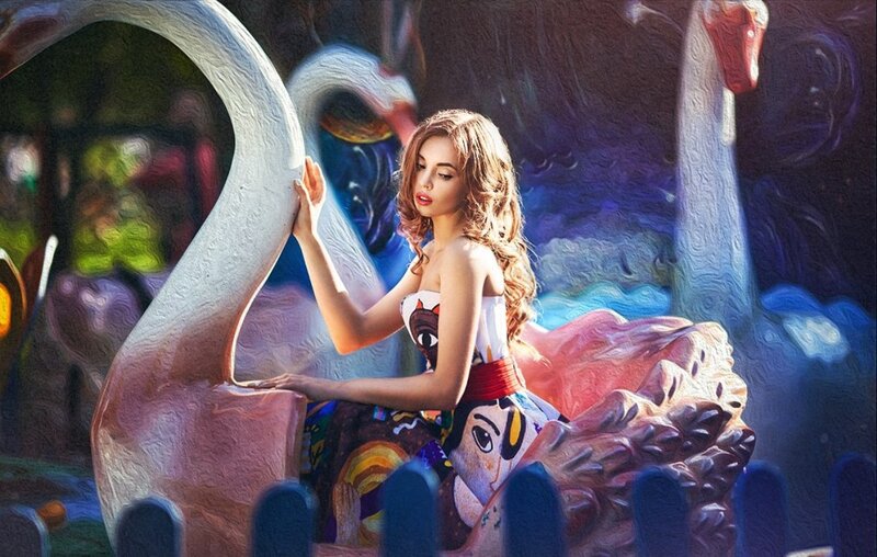 Woman on Swan Ride