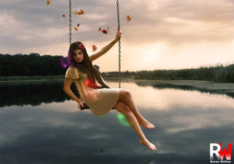 Woman on Swing — Beige