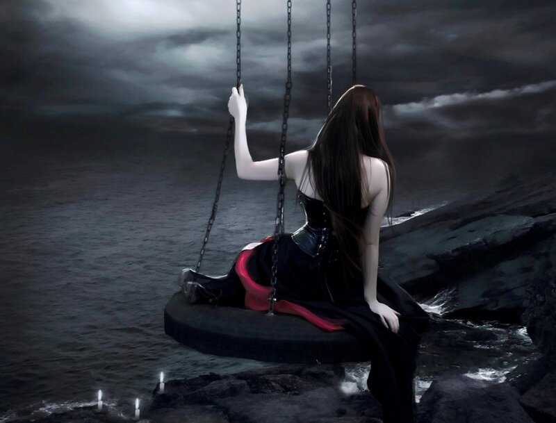 Woman on Swing — Black