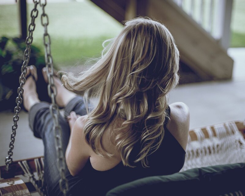 Woman on Swing — Brown, Calm, Afternoon