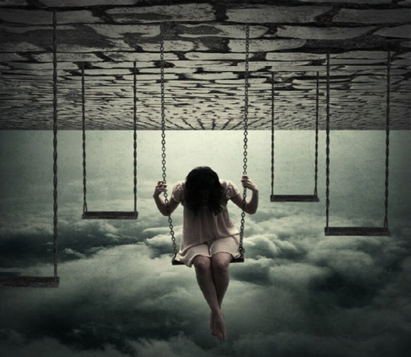 Woman on Swing — Gray