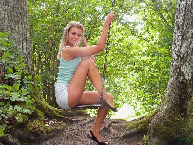 Woman on Swing — Green, Serene, Afternoon, Photograph, Tree