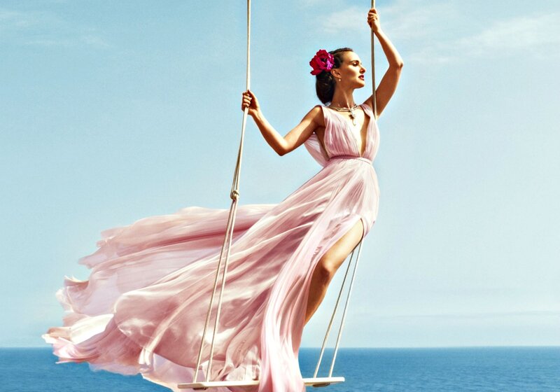 Woman on Swing — Pink, Serene, Afternoon, Photograph