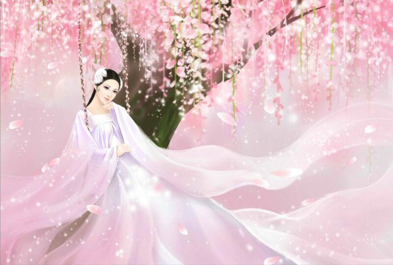 Woman on Swing — Pink, Serene, Spring