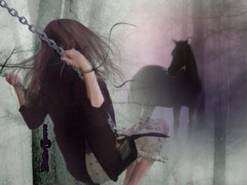 Woman on Swing — Purple, Dreamy