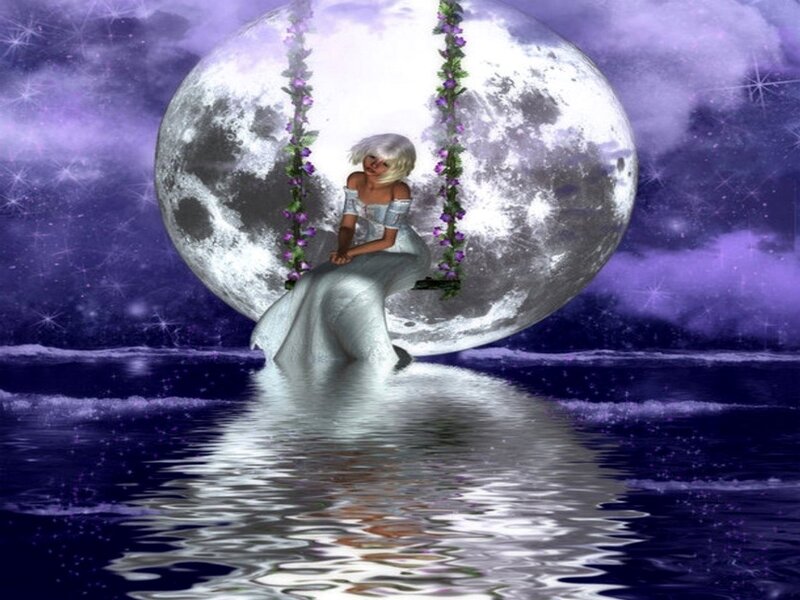 Woman on Swing — Purple