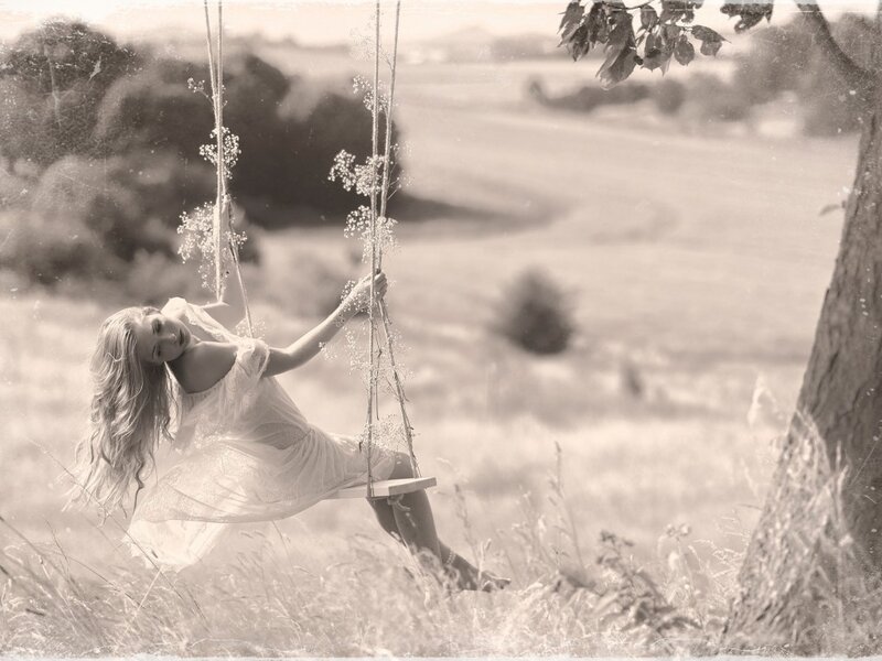 Woman on Swing — Sepia