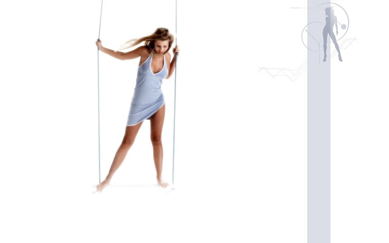 Woman on Swing — White, Playful
