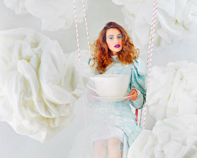 Woman on Swing with Teacup