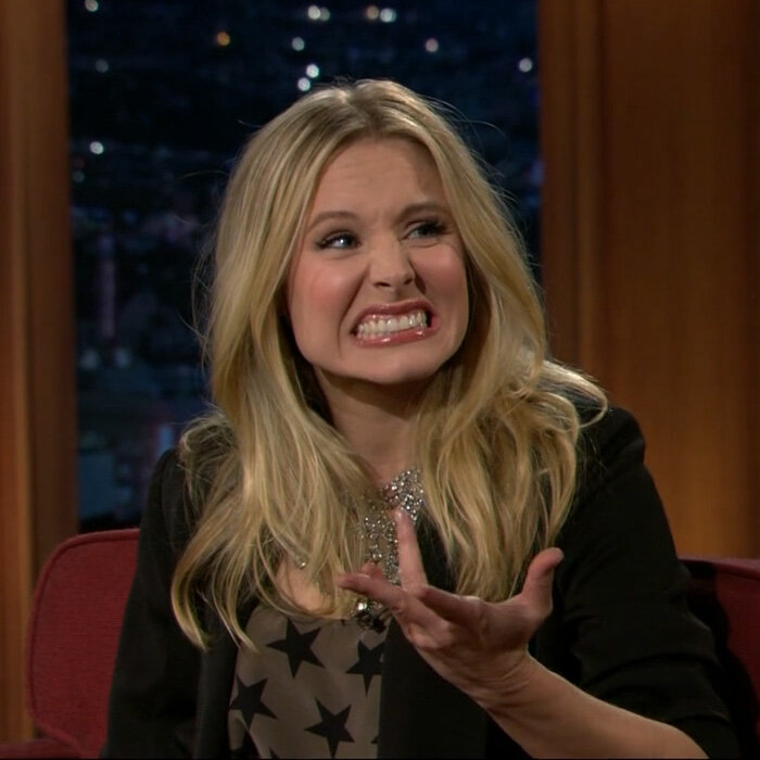 woman on talk show smiling