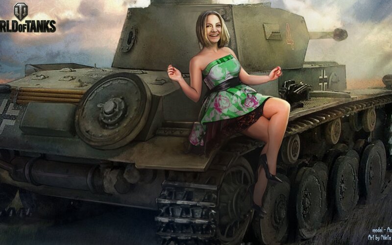 Woman on Tank — Green, Dramatic