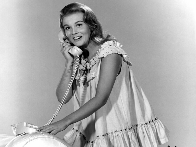 Woman on Telephone — Black, Cheerful