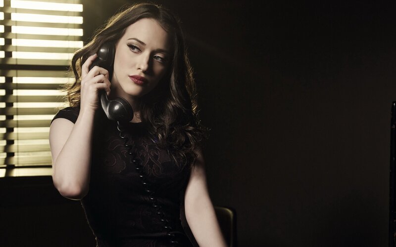 Woman on Telephone — Black, Dramatic, Night, Photograph