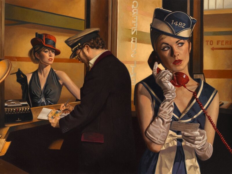 Woman on Telephone — Blue, Dramatic