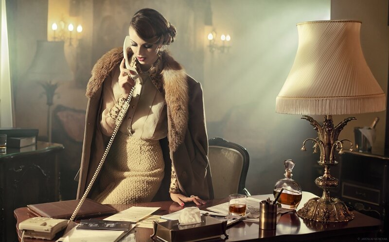 Woman on Telephone — Brown