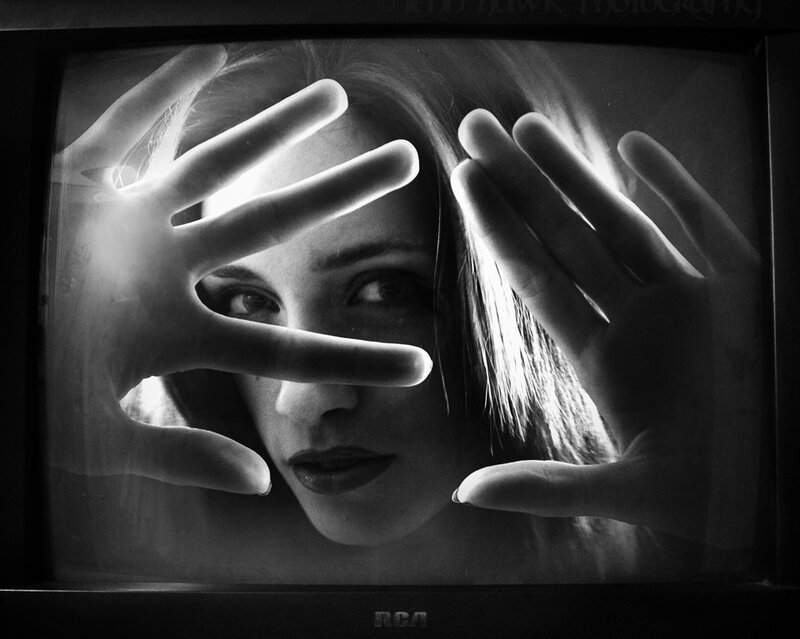 Woman on Television Screen