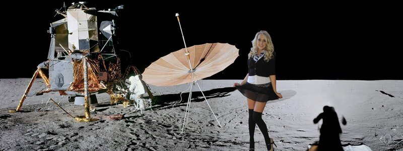 Woman on the Moon with Lander