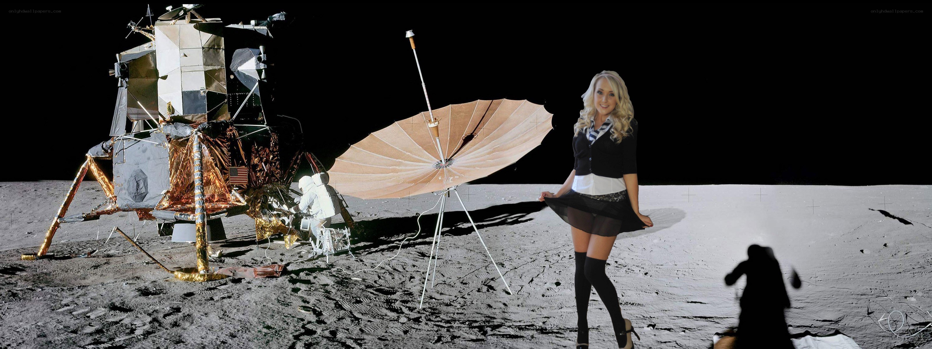 Woman on the Moon with Lander