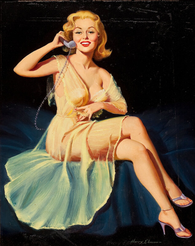 Woman on the phone in a dress