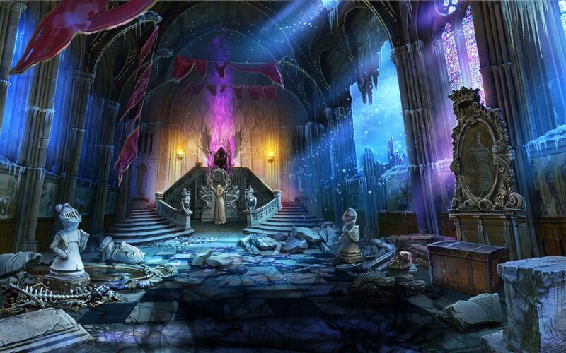 Woman on Throne in Ruin — Blue