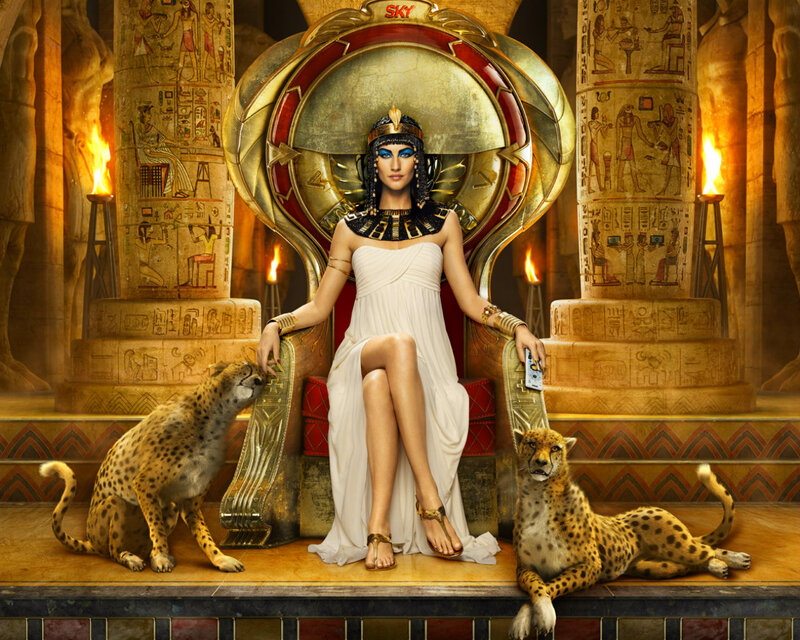 Woman on Throne with Cheetahs
