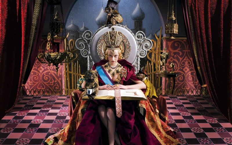 Woman on Throne with Monkeys