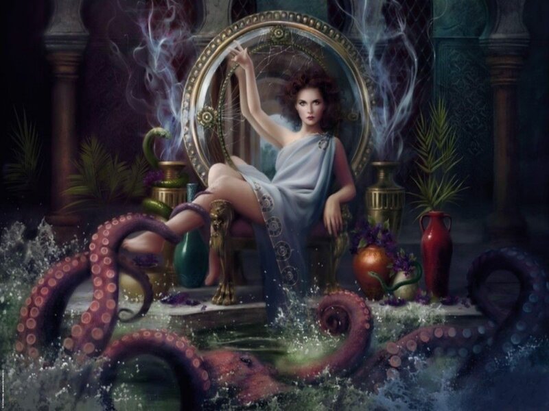 Woman on Throne with Tentacles