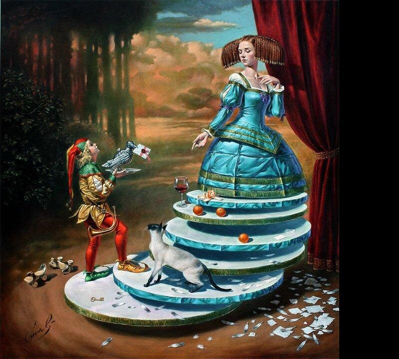 Woman on Tiered Platform